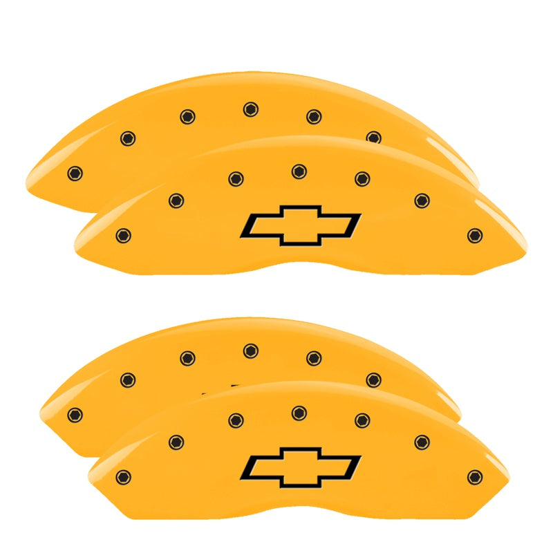 MGP Caliper Covers 14243SBOWYL Set of 4: Yellow finish, Black Bowtie