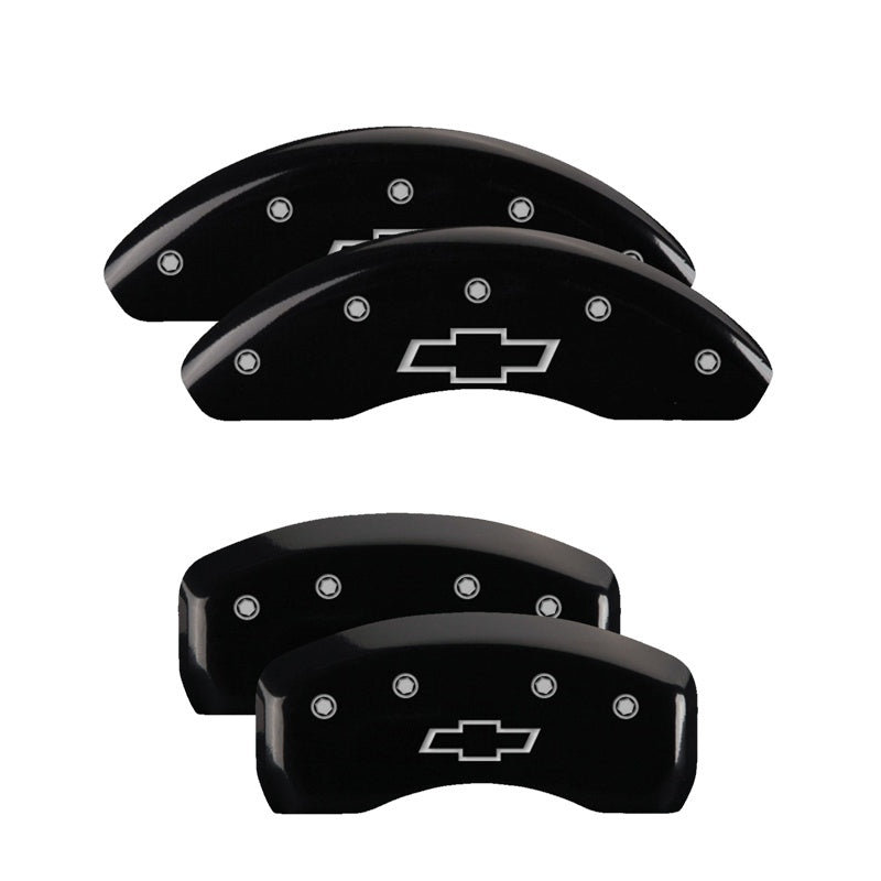 MGP Caliper Covers 14244SBOWBK Set of 4: Black finish, Silver Bowtie