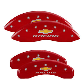 MGP Caliper Covers 14245SBRCRD Set of 4: Red finish, Silver Chevy Racing