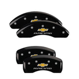 MGP Caliper Covers 14246SBRCBK Set of 4: Black finish, Silver Chevy Racing