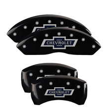 Load image into Gallery viewer, MGP Caliper Covers 14247SBANBK Set of 4: Black finish, Silver 100 Anniversary Chevrolet