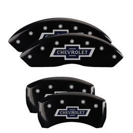 MGP Caliper Covers 14247SBANBK Set of 4: Black finish, Silver 100 Anniversary Chevrolet
