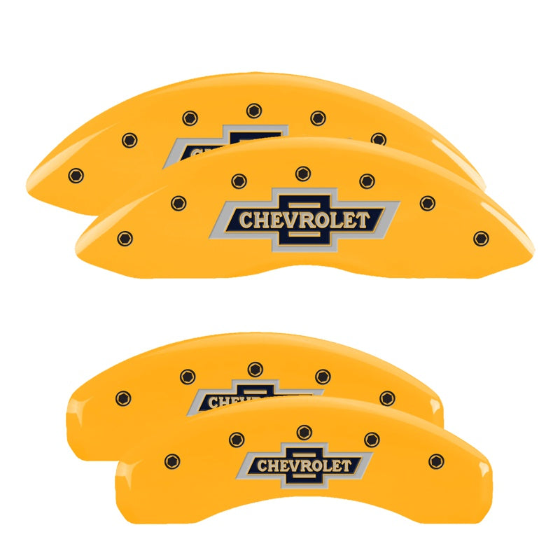 MGP Caliper Covers 14252SBANYL Set of 4: Yellow finish, Black 100 Anniversary Chevrolet
