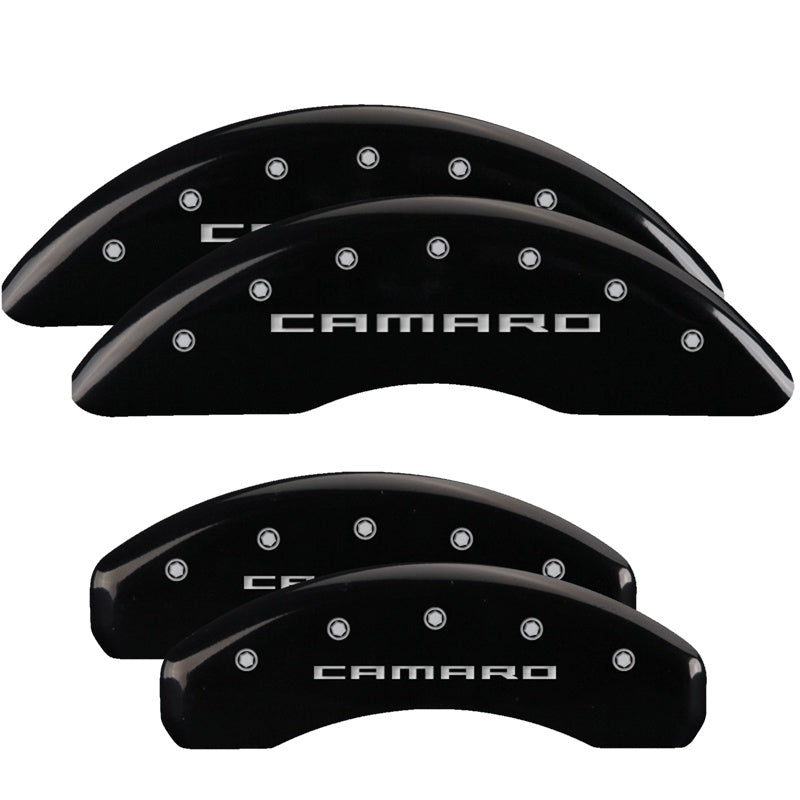 MGP Caliper Covers 14253SCA5BK Set of 4: Black finish, Silver Camaro (Gen 5/6)