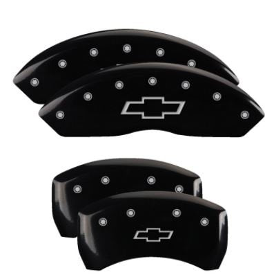 MGP Caliper Covers 14255SBOWBK Set of 4: Black finish, Silver Bowtie