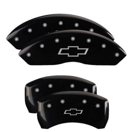 MGP Caliper Covers 14255SBOWBK Set of 4: Black finish, Silver Bowtie
