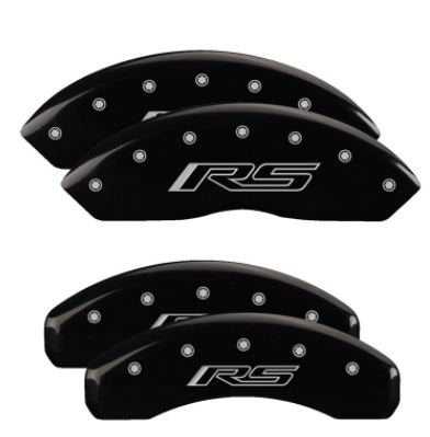 MGP Caliper Covers 14255SRS5BK Set of 4: Black finish, Silver RS (Camaro Gen 5/6)