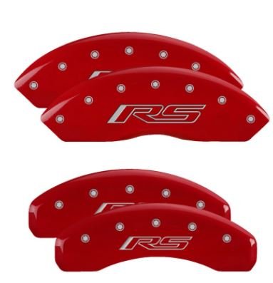 MGP Caliper Covers 14255SRS5RD Set of 4: Red finish, Silver RS (Camaro Gen 5/6)