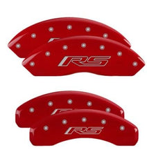 Load image into Gallery viewer, MGP Caliper Covers 14255SRS5RD Set of 4: Red finish, Silver RS (Camaro Gen 5/6)