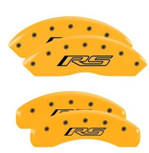 Load image into Gallery viewer, MGP Caliper Covers 14255SRS5YL Set of 4: Yellow finish, Black RS (Camaro Gen 5/6)
