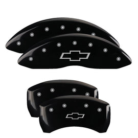 MGP Caliper Covers 14256SBOWBK Set of 4: Black finish, Silver Bowtie