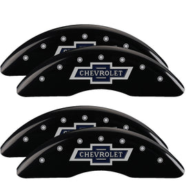 MGP Caliper Covers 14258SBANBK Set of 4: Black finish, Silver 100 Anniversary Chevrolet