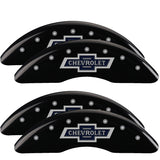 MGP Caliper Covers 14258SBANBK Set of 4: Black finish, Silver 100 Anniversary Chevrolet