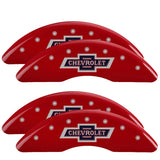 MGP Caliper Covers 14258SBANRD Set of 4: Red finish, Silver 100 Anniversary Chevrolet