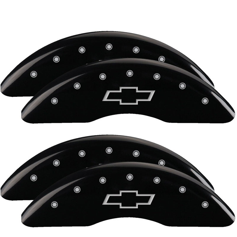MGP Caliper Covers 14258SBOWBK Set of 4: Black finish, Silver Bowtie