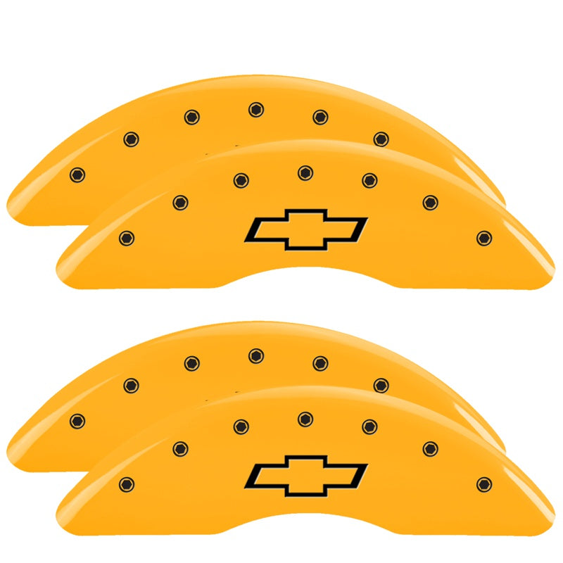 MGP Caliper Covers 14258SBOWYL Set of 4: Yellow finish, Black Bowtie
