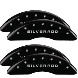 MGP Caliper Covers 14258SSILBK Set of 4: Black finish, Silver Silverado