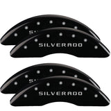 MGP Caliper Covers 14258SSILBK Set of 4: Black finish, Silver Silverado
