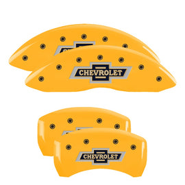 MGP Caliper Covers 14260SBANYL Set of 4: Yellow finish, Black 100 Anniversary Chevrolet