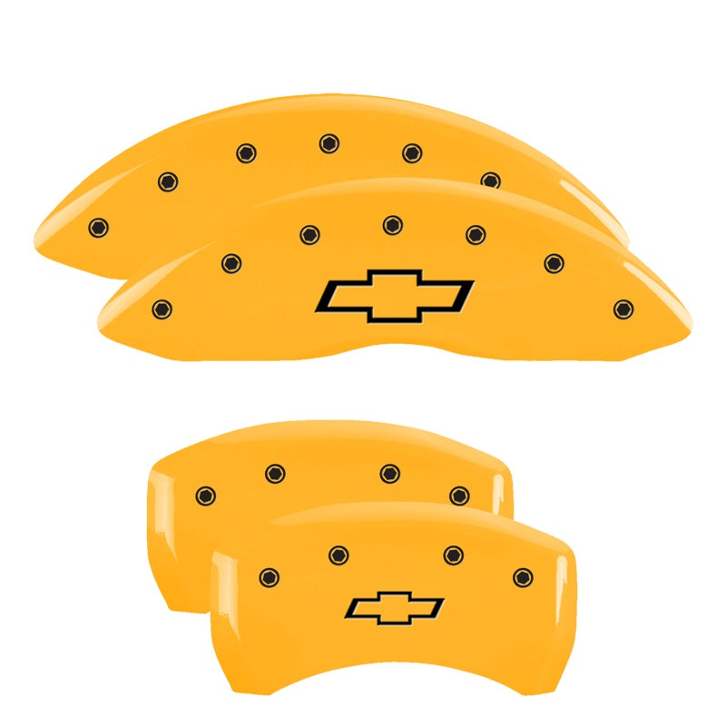 MGP Caliper Covers 14260SBOWYL Set of 4: Yellow finish, Black Bowtie