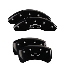 MGP Caliper Covers 14261SBOWBK Set of 4: Black finish, Silver Bowtie