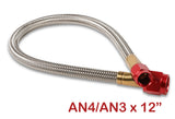 NOS/Nitrous Oxide System 15341NOS NOS Stainless Steel Braided Hose -4AN to -3AN 1-foot Red
