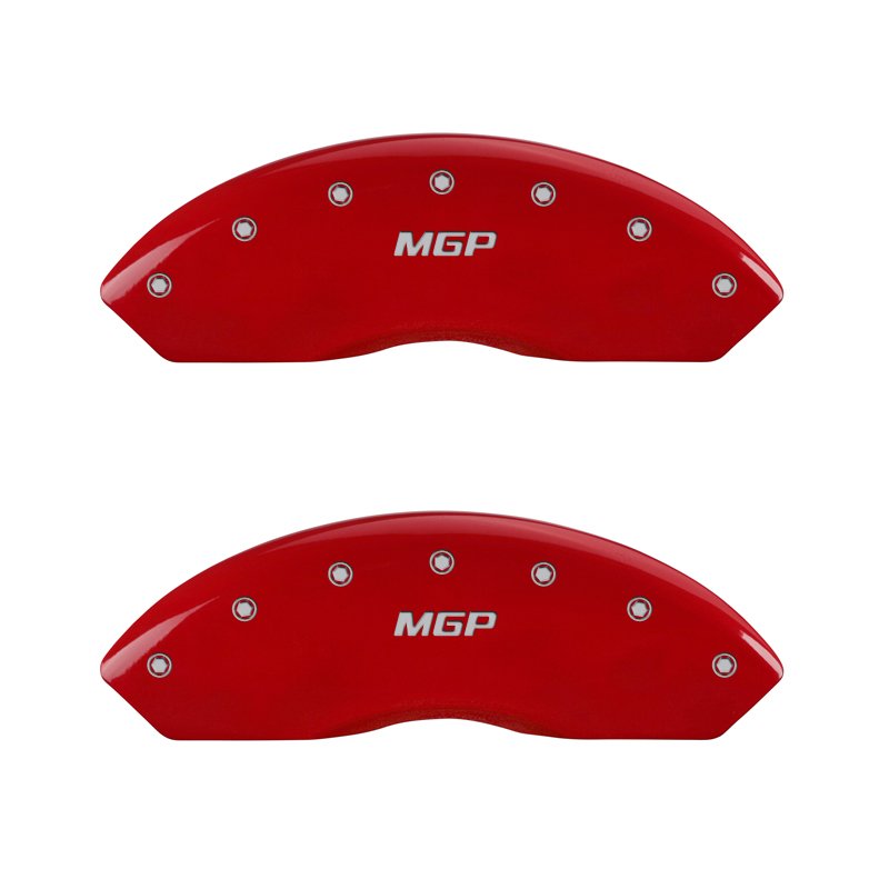 MGP Caliper Covers 16094FMGPRD Front Set of 2: Red finish, Silver MGP