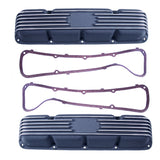 Omix 1740113 Valve Cover Set; Die Cast Aluminum; Black; Finned; Pair;