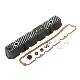 Omix 1740121 Valve Cover; Aluminum; Black; w/Gasket; Hardware; 4.2L Logo;