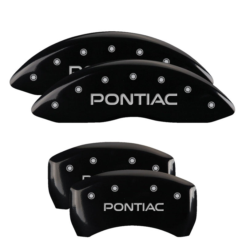 MGP Caliper Covers 18011SPOPBK Set of 4: Black finish, Silver Pontiac