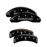 MGP Caliper Covers 18027SPONBK Set of 4: Black finish, Silver Pontiac / Arrow Logo