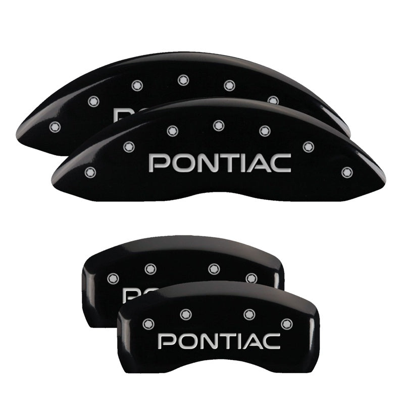 MGP Caliper Covers 18029SPOPBK Set of 4: Black finish, Silver Pontiac