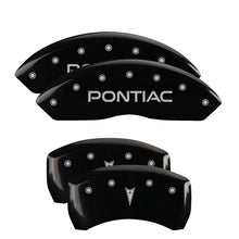Load image into Gallery viewer, MGP Caliper Covers 18030SPONBK Set of 4: Black finish, Silver Pontiac / Arrow Logo