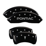 MGP Caliper Covers 18030SPONBK Set of 4: Black finish, Silver Pontiac / Arrow Logo