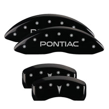 Load image into Gallery viewer, MGP Caliper Covers 18031SPONBK Set of 4: Black finish, Silver Pontiac / Arrow Logo