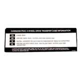 Omix 1867677 Emblem; Transfer Case Sunvisor Decal; For Command Trac NP231;