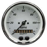 AutoMeter 1949 Traditional incandescent lighting illuminates around the perimeter of the dial