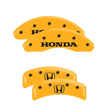 Load image into Gallery viewer, MGP Caliper Covers 20130SHOHYL Set of 4: Yellow finish, Black Honda / H Logo