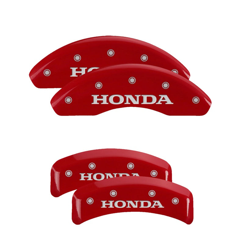 MGP Caliper Covers 20130SHONRD Set of 4: Red finish, Silver Honda