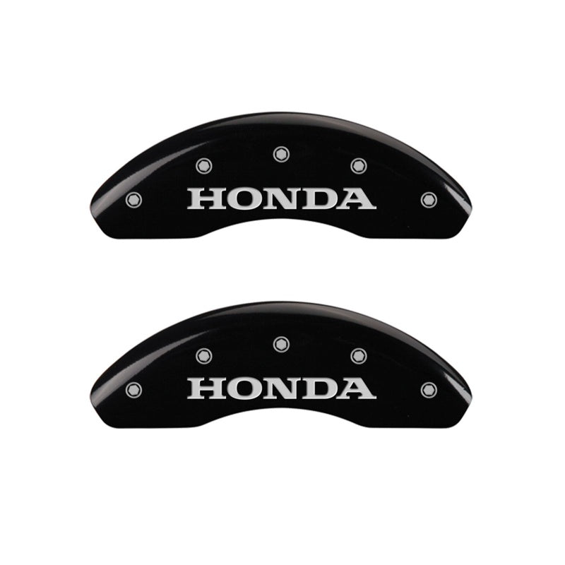 MGP Caliper Covers 20209FHONBK Front Set of 2: Black finish, Silver Honda