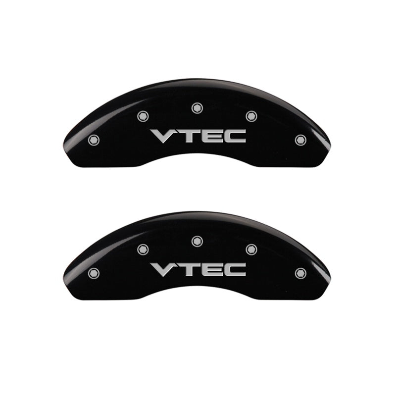 MGP Caliper Covers 20209FVTCBK Front Set of 2: Black finish, Silver VTEC