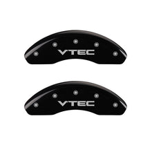 Load image into Gallery viewer, MGP Caliper Covers 20209FVTCBK Front Set of 2: Black finish, Silver VTEC