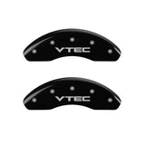 MGP Caliper Covers 20209FVTCBK Front Set of 2: Black finish, Silver VTEC