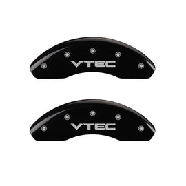 MGP Caliper Covers 20210FVTCBK Front Set of 2: Black finish, Silver VTEC