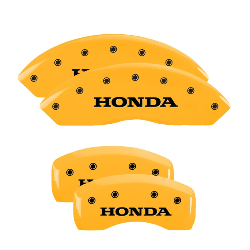 MGP Caliper Covers 20211SHONYL Set of 4: Yellow finish, Black Honda