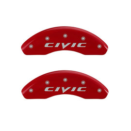 MGP Caliper Covers 20212FCIVRD Front Set of 2: Red finish, Silver Honda Civic (2015)