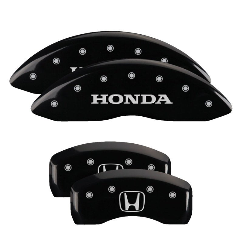 MGP Caliper Covers 20213SHOHBK Set of 4: Black finish, Silver Honda / H Logo