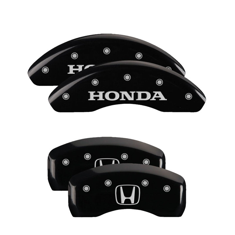 MGP Caliper Covers 20214SHOHBK Set of 4: Black finish, Silver Honda / H Logo