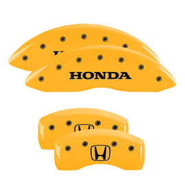 MGP Caliper Covers 20219SHOHYL Set of 4: Yellow finish, Black Honda / H Logo