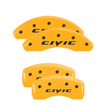 Load image into Gallery viewer, MGP Caliper Covers 20220SCIVYL Set of 4: Yellow finish, Black Honda Civic (2015)